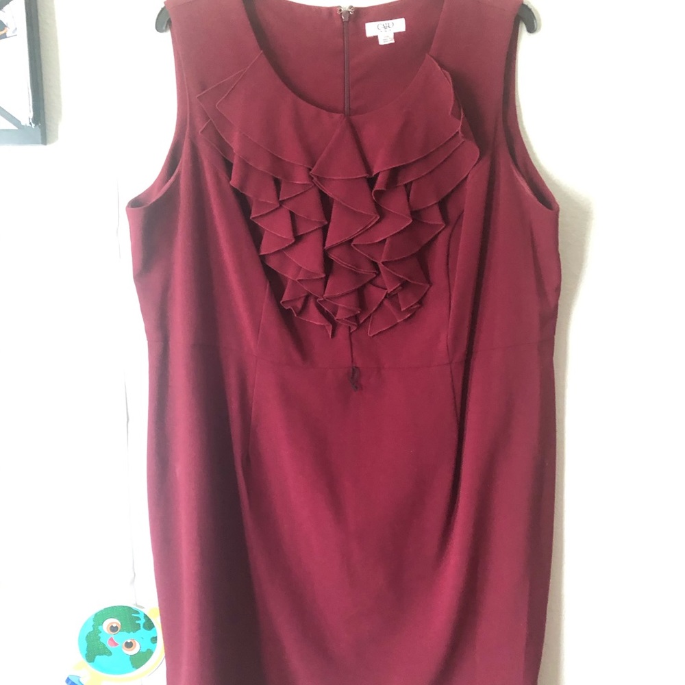 Cato Maroon Dress with Ruffles